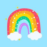 Magical Rainbow Arch with Sparkling Stars and Fluffy Clouds Evoking Pride and Unity vector