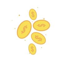 Scattered Gold Dollar Coins with Sparkling Effects for Wealth vector