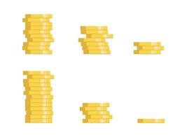 Golden coins stack set. Symbol of gold and wealth. illustration on isolated background. vector