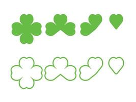 Set of clover leaves in flat and outline style. . vector