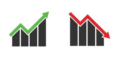 Financial arrow up and down. graph with green and red arrow. vector