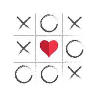 Valentines Day card tic tac toe game with hearts. vector