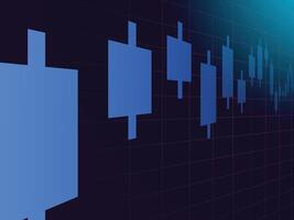 Business candle stick graph chart trading on dark blue background design. vector