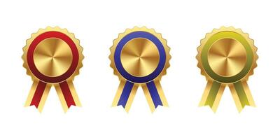 Golden medal set isolated on white background illustration. vector