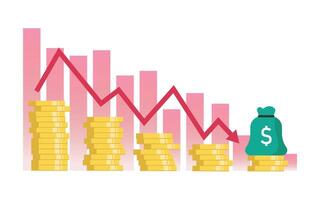 Finance background with crash stock market statistic bar chart. illustration vector
