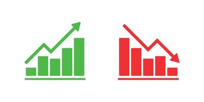 Finance Bar Graph Increasing Data Trends Icons. vector