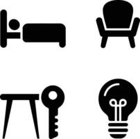 Simple icons bed chair table key idea vector