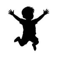 Silhouette of a joyful child jumping vector