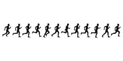 Silhouette series of a runner in motion vector