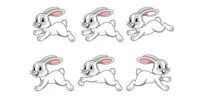 Animated sequence of a running white rabbit vector