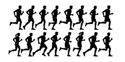 Silhouette runners a collection of running poses vector