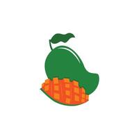 A mango with a green leaf on it vector