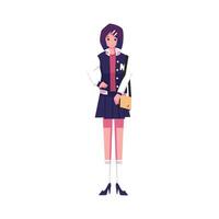 An illustration of a girl in a school uniform vector