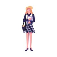 A woman in a skirt and jacket holding a folder vector