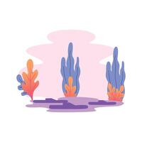 Underwater landscape with plants and rocks vector