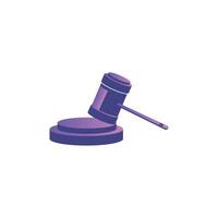 A purple hammer and gavel icon on a white background vector