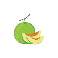 A green apple and a slice of melon vector