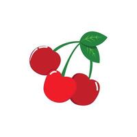 Two cherries with leaves on a white background vector
