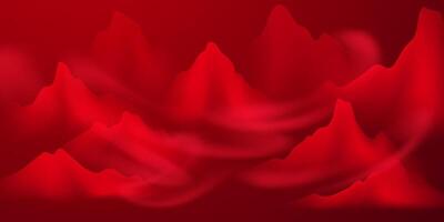 Red mountains background with fog vector