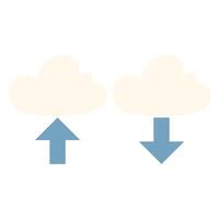 Upload cloud arrow and download symbol isolated black background, computer server and web storage concept vector