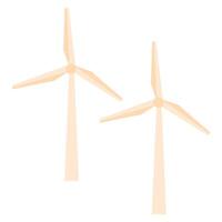 Rotating wind turbines animation. Wind turbines renewable energy concept. Green energy electricity concept vector