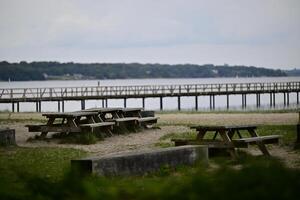 Lakeside Picnic Area with Pier in Flensburg Ostseebad photo