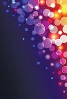 Abstract background with shiny blurred blue, yellow, pink colored lights in vertical format vector