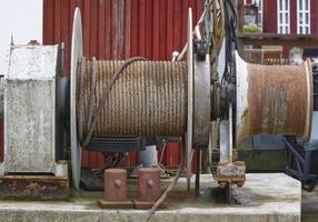 At the port of Flensburg you can see the Maritime Museum and also this winch with coiled steel cable photo