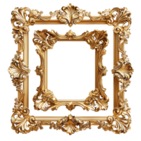 Ornate golden frames with intricate details for art and design projects isolated on transparent background png