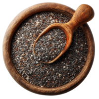 Ceramic Bowl Filled with Mixed Chia Seeds Isolated on Transparent Background png