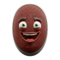 A cartoon face on a speaker displays a wide smile, showcasing a playful and engaging expression for entertainment or communication. png