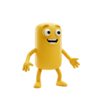 A bright yellow cartoon character smiles with arms outstretched, creating a cheerful image perfect for children's content or playful designs. png