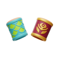 This image features a pair of stylized, decorative drums with bright colors, perfect for adding a fun and whimsical touch to a child's room or playful design. png