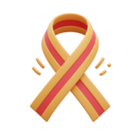 A simple 3D illustration of an awareness ribbon with pink stripes, offering a symbolic visual for campaigns and health support. png