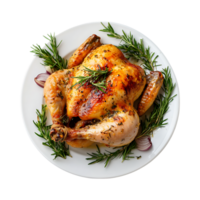 Roasted Chicken with Rosemary and Garlic against transparent background png