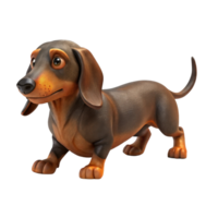 A cheerful cartoon dachshund with a glossy coat and an adventurous stance, exuding playfulness and charm. png
