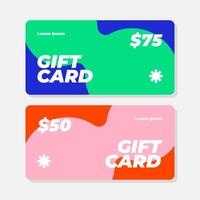 Colorful Abstract Gift Card Design Templates 50 and 75 Value Modern Voucher vector