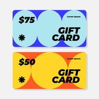 Modern Abstract Gift Card Design Template 50 and 75 Voucher Colorful Circles vector