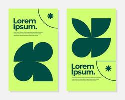 Abstract Geometric Green and Yellow Poster Designs Modern Minimalist Style Two Variations vector
