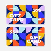 Colorful Geometric Gift Card Template Design 50 75 Values Modern Abstract Background vector