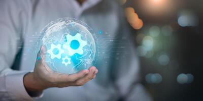 Implementing workflows or operating systems to improve efficiency and effectiveness for better results ,Business process management with innovative software technology and enterprise automation photo