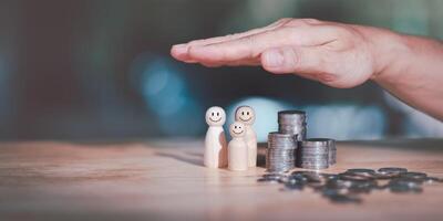 Insurance management planning ,health care and finance ,life and property protection planning,Concept of protecting and protecting the safety of your family and someone you love photo