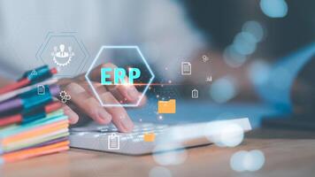 online document database ,Auditor worker working with document folder ,Management of important document storage of organization ,ERP document system ,quality assessment management With a checklist photo