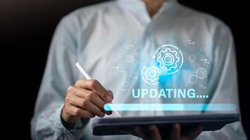 technology information update and upgrade concept, online program installation, maintenance and process change, new interface refresh website ,Development of wireless systems and connectivity photo