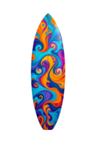 Surfboard with colorful swirls on it png