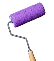 A paint roller with purple paint on it png