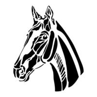 Silhouette of horse head in profile isolated illustration and template vector