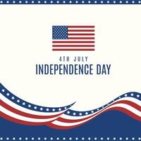 4th july independence day background with american flag and wavy lines vector