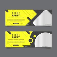 Flat design night party horizontal banners vector