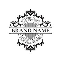 a black and white logo for a brand name vector